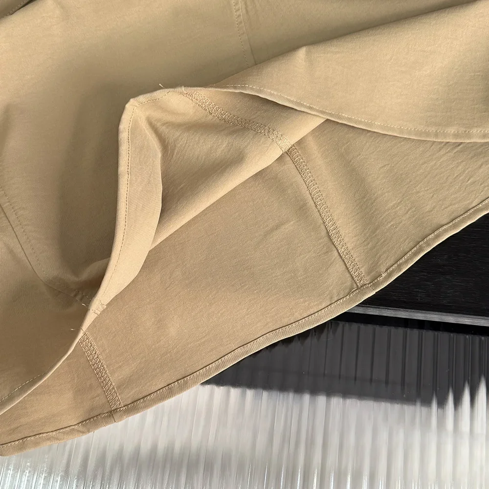 Koreanische Version Khaki Mädchen Casual Kleider Ärmel Flip Kragen Arbeitskleidung Kinder Kleid Sommer Neue Einfarbig kinder Kleidung – Detail 5