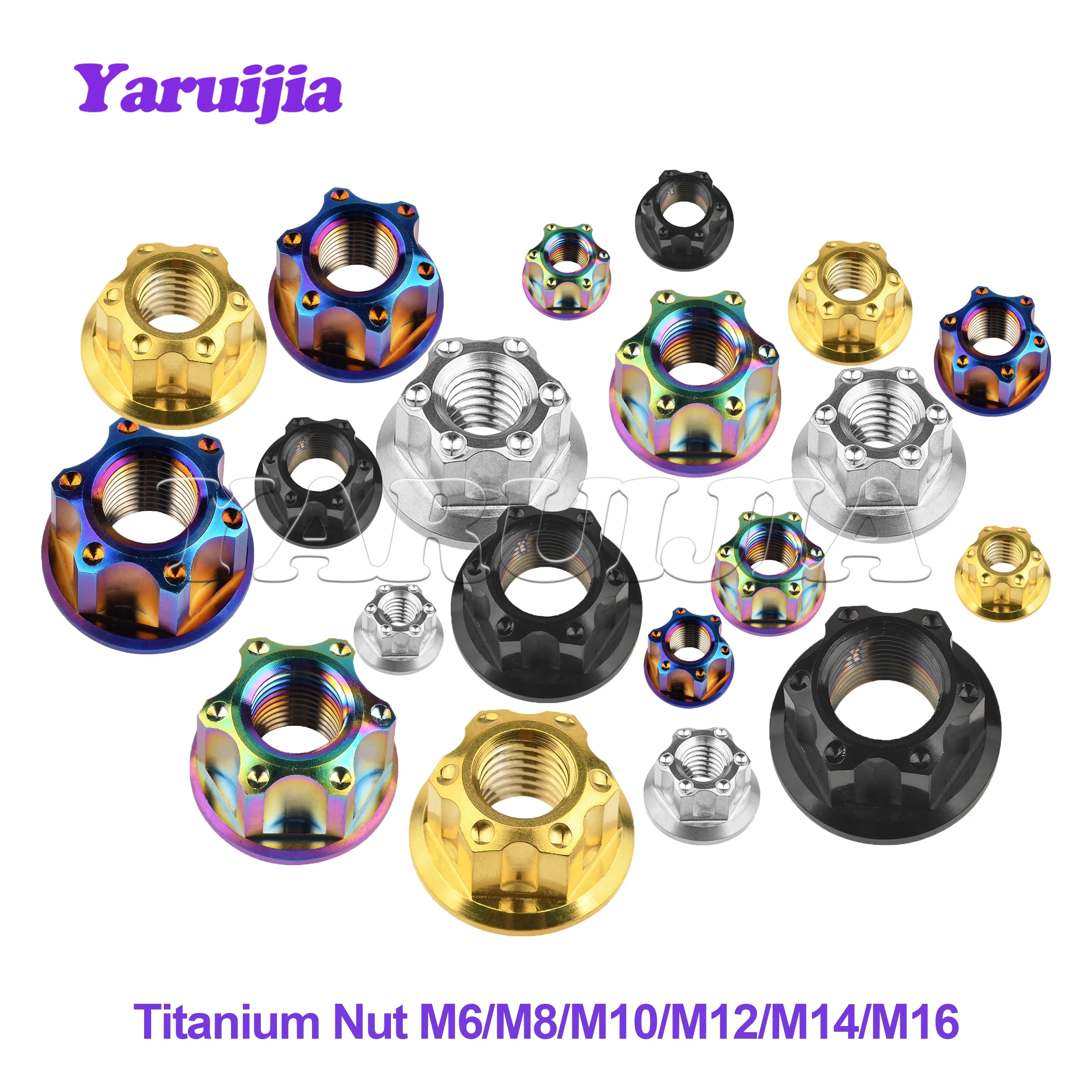 Yaruijia 티타늄 너트, 오토바이 자전거 자동차용 Torx 플랜지 너트, M..