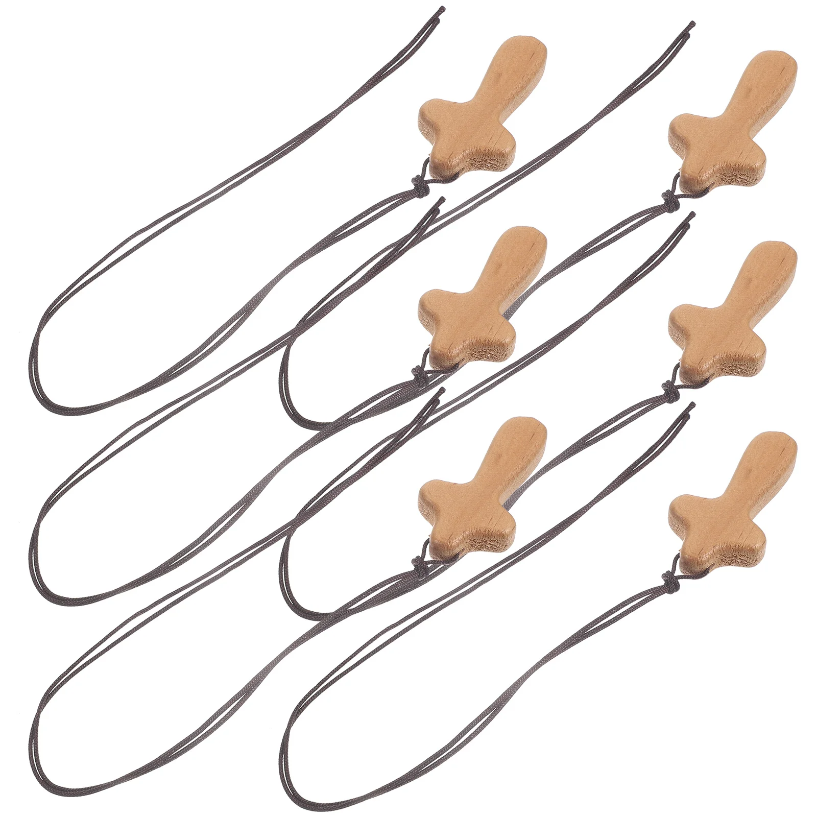 

6pcs Cross Hanging Pendant Wood Automobile Rearview Mirror Cross Hanging Decoration