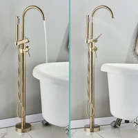 Golden Bathroom  Bathtub Faucet Modern Bathtub Faucet With Hand Shower  Hot and Cold Faucet Floor Mounted Tub 2