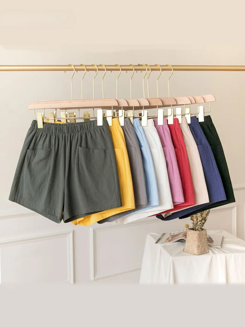 

Summer New Fashion Women's Shorts Cotton Linen Thin Outfit High Waist Wide Legs Slim Loose Casual Basic Bottoming Shorts