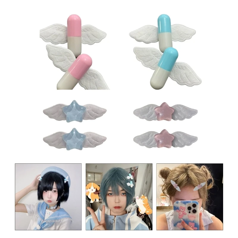 2pcs Cute Small Hair Clip Sweet Lovely Pill Star Wings Hair Barrettes Hairpins Styling Hair Accessory Party Gifts DropShip 2pcs multiple bag generic suitcase grip protective mat wrap leather pu anti stroke hand shoulder strap pad cover bags accessory