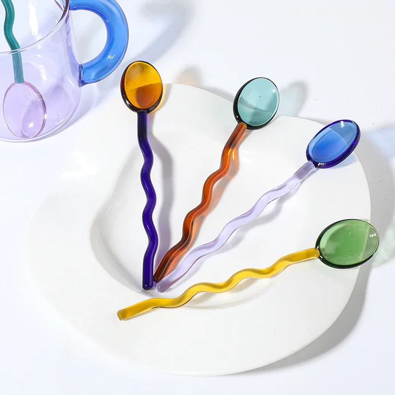 Craft Made Glass Mug Coffee Cup Glass Spoon Borosilicate Cup Office Cups Birthday Gift Coffee Mugs Tea Spoon