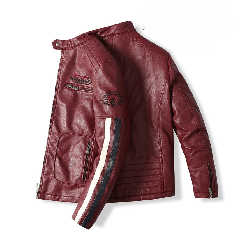2023 Popular Autumn and Winter Men's Racing Apparel Motorcycle PU Leather Coat Plus Size Cold Proof  Fashion Brand Jacket