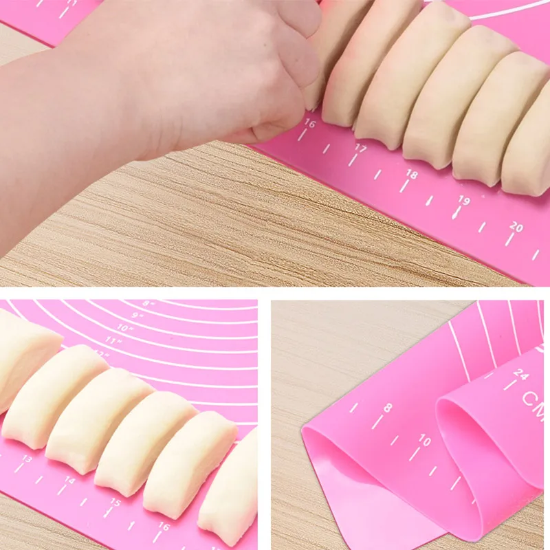 Set di tappetini per impastare in silicone 3 pezzi Tappetino per  pasticceria con misura Mattarello Taglierina Contatore Torta larga Pasta da  forno