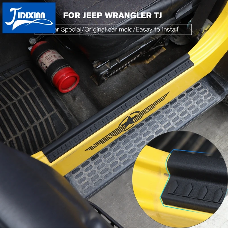 Car Threshold Protector Car Trunk Door Sill Protector Threshold Protection Strip JIDIXIAN Car Door Sill Scuff Plate Entry Guard Welcome Pedal Trim For Jeep Wrangler TJ 1997-2006 Accessories