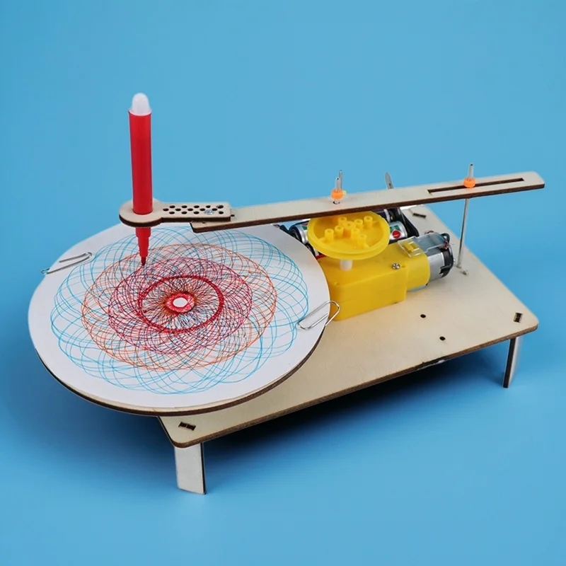 רובוט ציור חשמלי עץ - DIY יצירתי STEM ילדים מודל אוטומטי ציור מדע אלקטרוניקה ערכות ניסוי