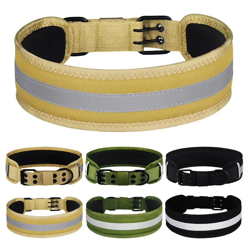 

Reflective Nylon Dog Collar for Large Dogs, Diving Cotton, Prevent Strangulation