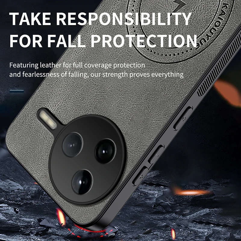 Luxury Magnetic Leather Magsafe Shockproof Case - Premium Plain Protection Cover