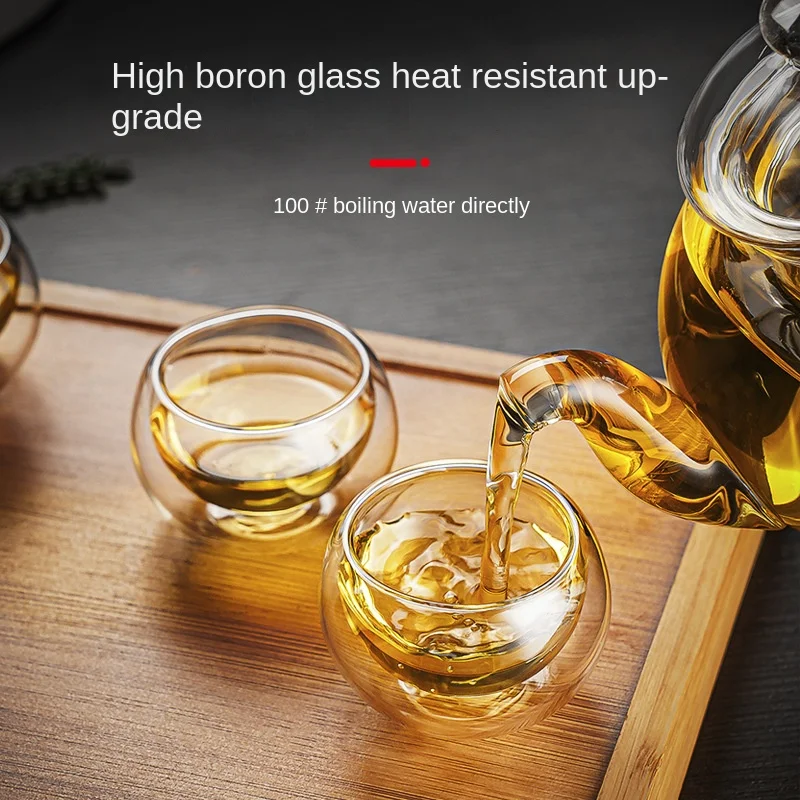 Thickened Glass cup Teapot High Borosilicate Glass Flower Tea Pot Heatable Tea Set tea cup Anti-scald insulation