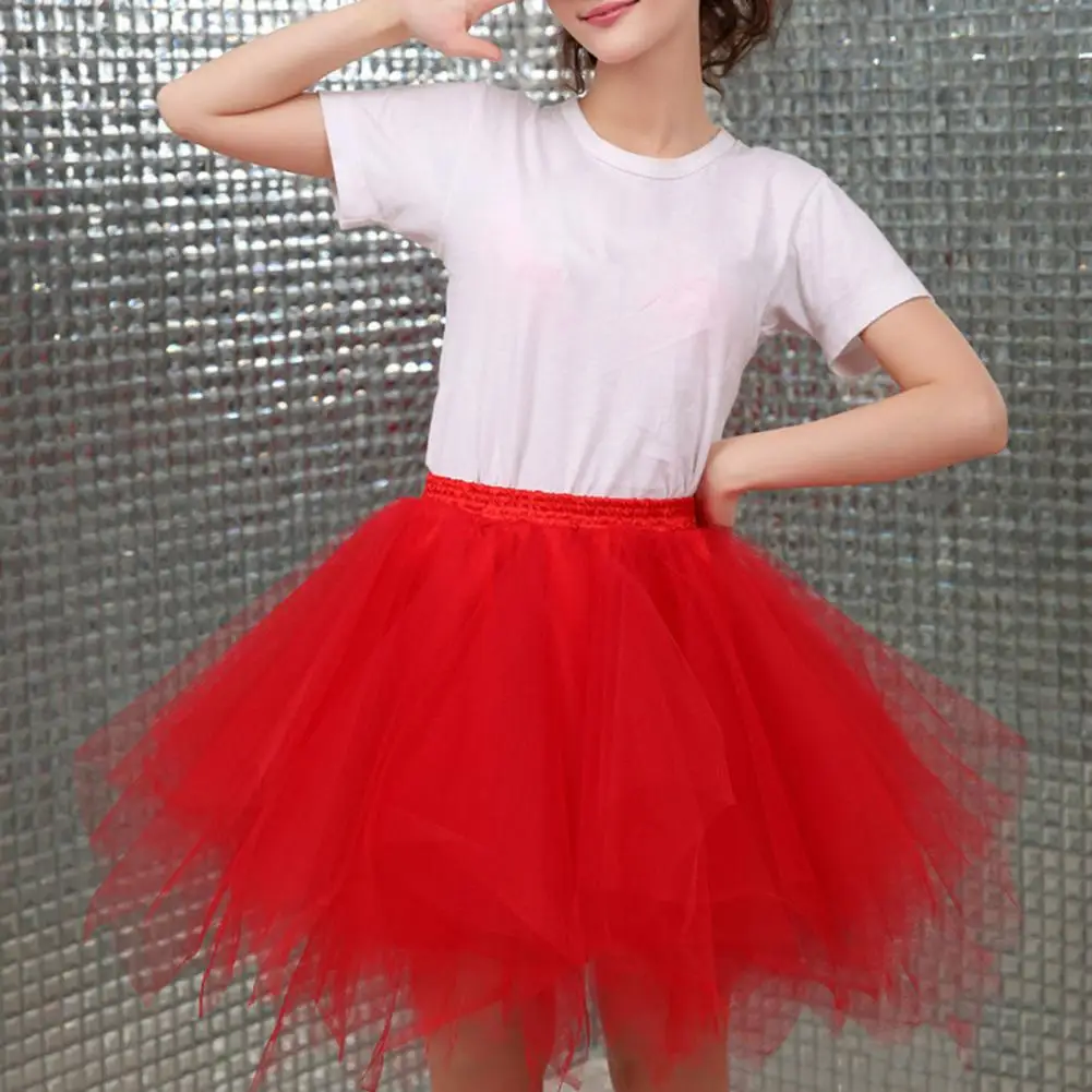 Tutu Skirt For Women A-line Big Swing Multi-layered High Elastic Waist Fluffy Gauze Dancing Performance Short Pleated Skirt 3