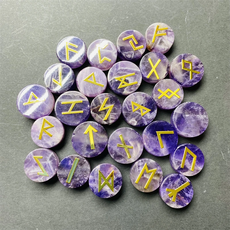 Natural Dream Amethyst Crystal Rune Stone Lrregular Divination Fortune