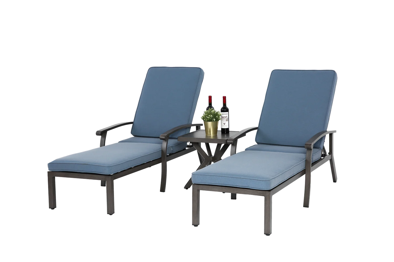 Lounge Patio Chair with Cushion, Adjustable Reclining Rust-Resistant Aluminum Poolside Chaise Lounge Furniture, Waterproof(1pc)