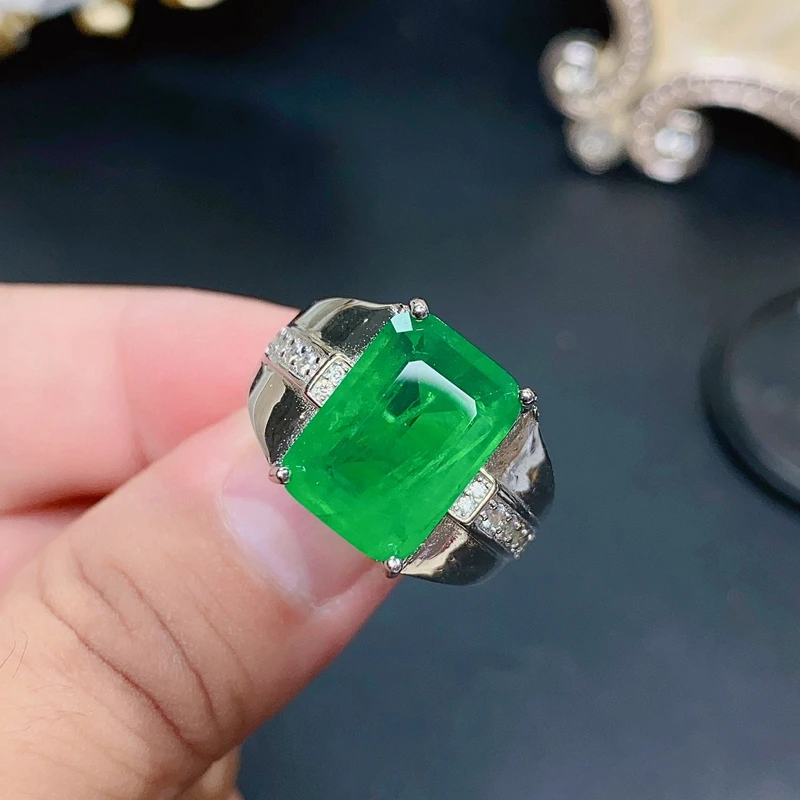 natural emerald ring new 925 Sterling Silver Gemstone precious gemstone precious gift