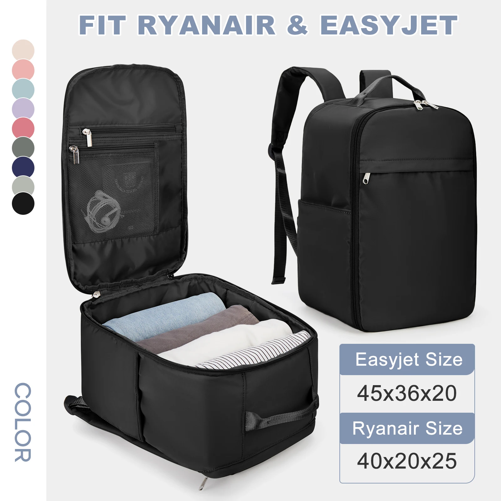Sac à Dos Cabine Ryanair 40x20x25 – Bagage Main Sous-Siège Pour Voyage