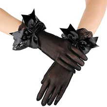 

Women Lace Mesh Gloves Ladies White Wrist Fishnet Gloves Elegant Bow Knot Marriage Weeding Goth Gloves Party Cosplay Accessories