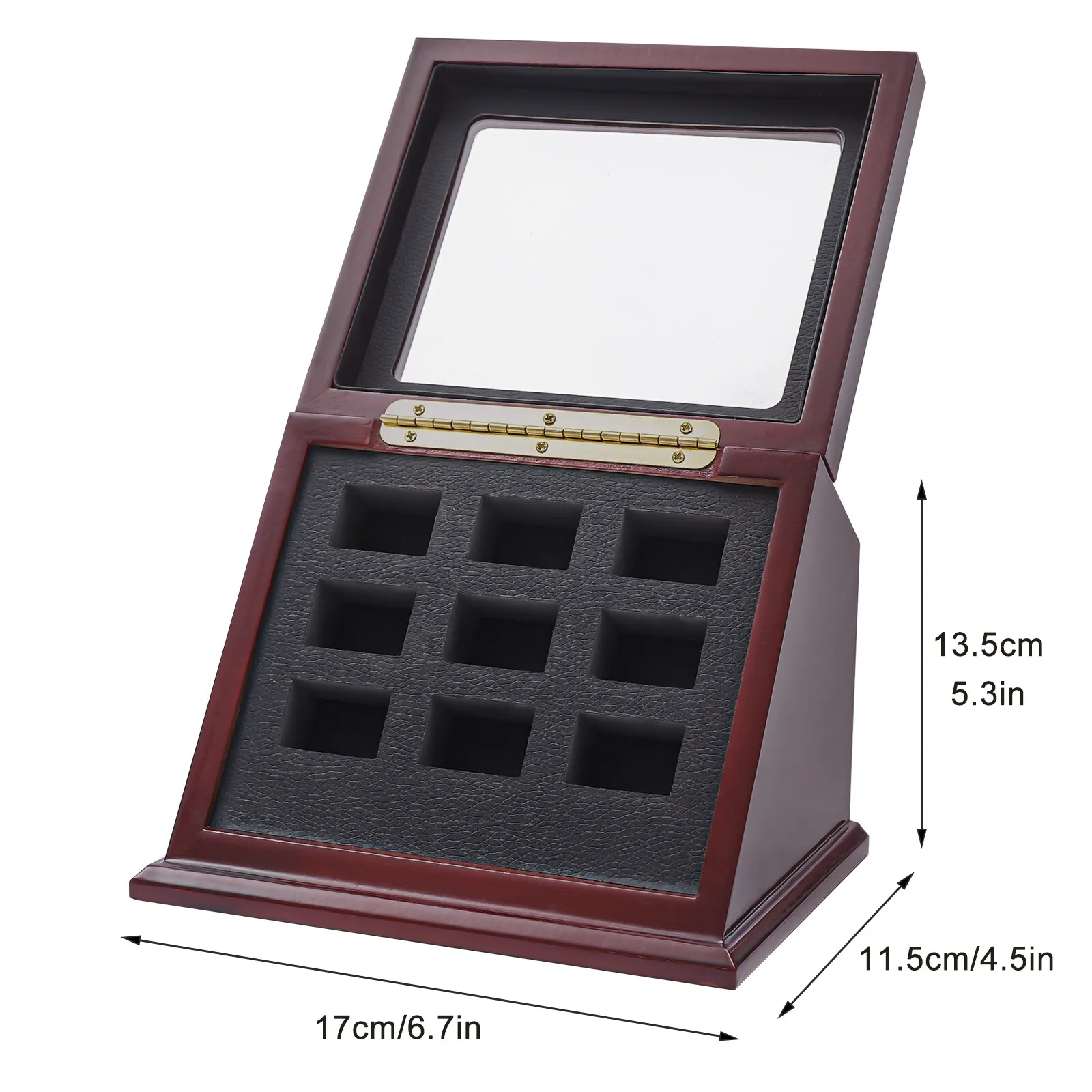 9 Holes Championship Ring Display Case Box Wooden Collection Storage Box Gift US