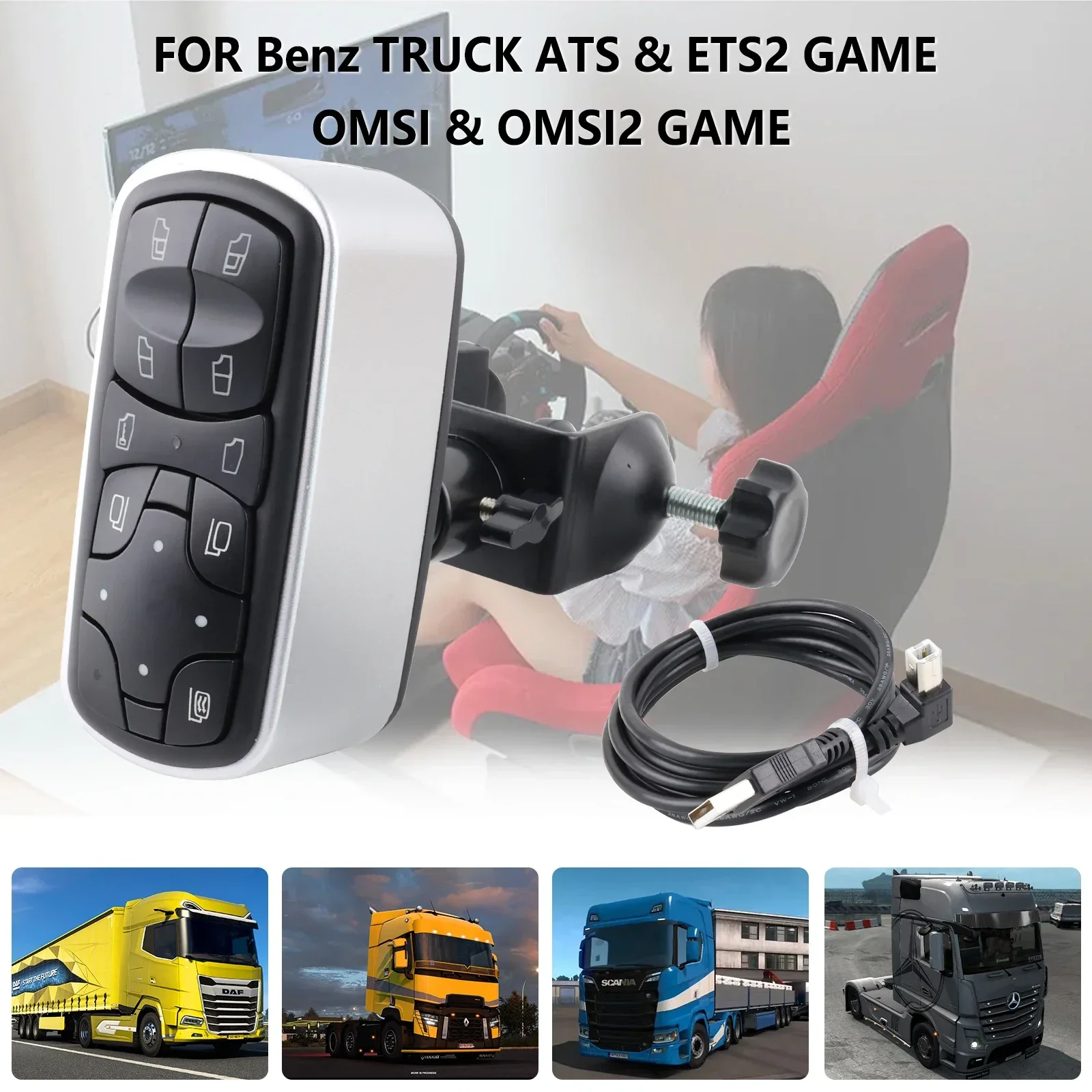Pc Usb Simulazione Racing Glass Lifte Button Box Per Camion Ets2 Hub Simracing Per Fanatec Thrustmaster Logitech