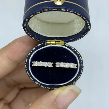 2.5mm Each Round Shape Solid 14k 10K Gold/925 Silver Hoop Earring HPHT Lab Grown Diamond DEF VS-VVS  Women Wedding Party Jewelry