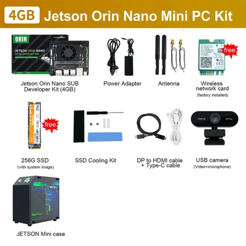 Jetson Orin Nano 8GB KIT: Inclui 256GB NVMe SSD, Módulo WiFi E Fonte De Alimentação - Foto 3