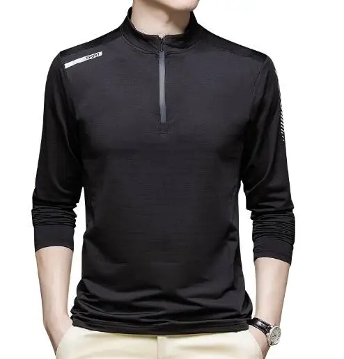 

Stand Collar Zipper Men's Autumn Long Sleeve Suit Shirt Sports Casual tops