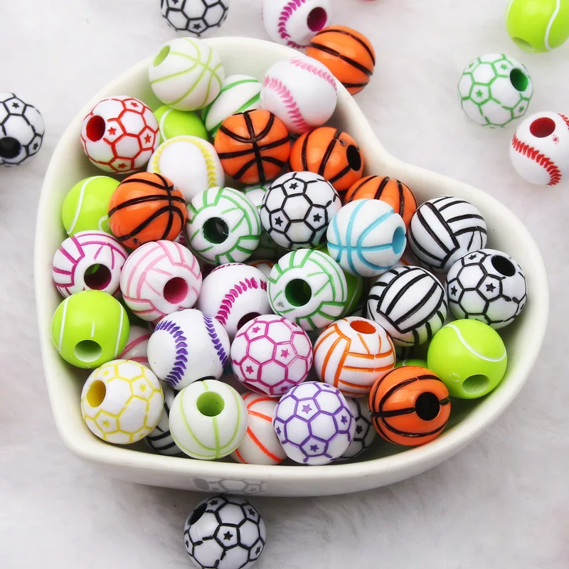 10-50pcs Acrylic sport ball beads DIY for Bracelet making football  basketball baseball beads for Jewelry Making - AliExpress