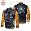 Ford LOGO racing suit color block pu leather jacket men's WRS rally Ford team bomber jacket 2