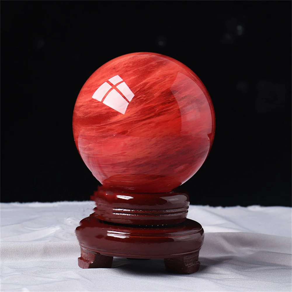 Beautiful High Temperature Melted Crystal Ball With Red Crystal Ball