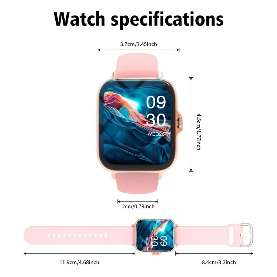 Smartwatch 2026, 1,83"-Display, Bluetooth, Anruffunktion, Herzfrequenzmessung, Blutsauerstoffmessung, Gesundheitsüberwachung, Sport-Smartwatch, Damen & Herren, Urlaub_voghion.com