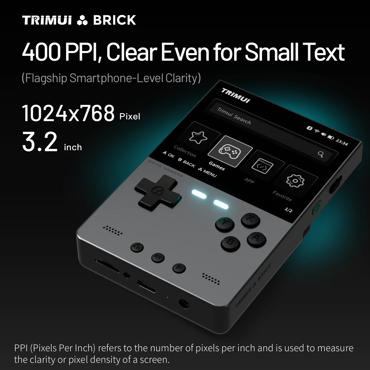 TRIMUI BRICK Hammer Portable Retro Game Player 3.2" 1024x768 IPS Full-Laminated Screen CNC Full Metal Body Open-Source_voghion.com