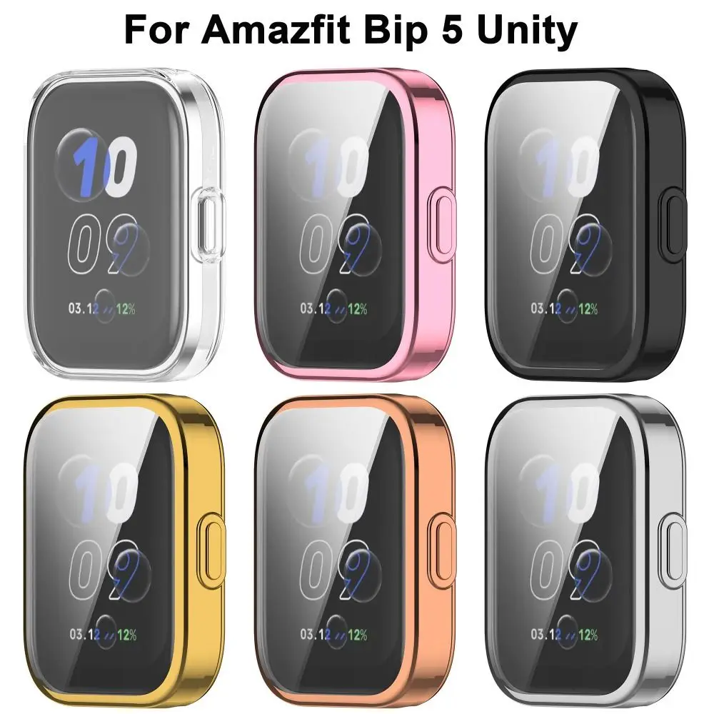 Plating TPU Case For Amazfit Bip 5 Unity Smart Watch Bumper Shell Full Cover Screen Protector Accessories