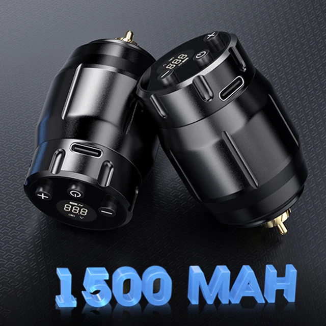 Tattoo แบตเตอรี่ไร้สาย Tattoo Power Supply แบบพกพา RCA แบตเตอรี่ลิเธียมความจุ 1500mAh สําหรับปากกาสัก 1