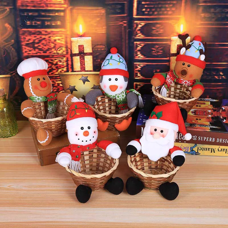 

024 Christmas Santa Claus Decorative Candy Basket Christmas Table Decoration Children's Candy Basket Christmas Decorative Box