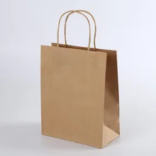  5pcs/lot Kraft Paper Bag with Handles Solid Color Gift Packing Bags for Store Clothes Wedding Christmas Supplies Handbags Kit 
