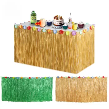 Straw Luau Table Skirt Decor 1