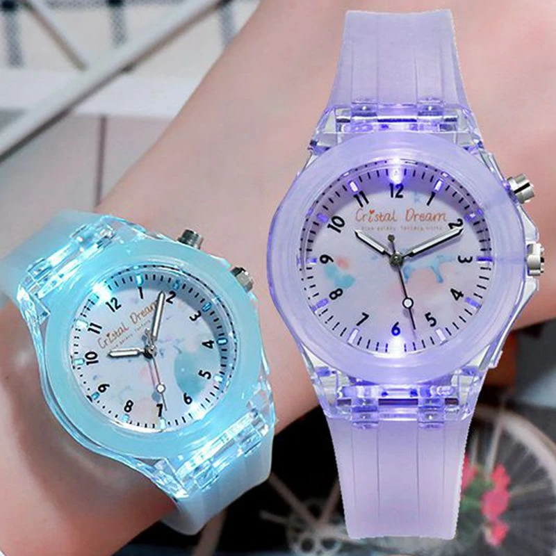 con luces luminosas de colores para niños y niñas, relojes de de cuarzo de silicona estudiantes, 2022| | - AliExpress