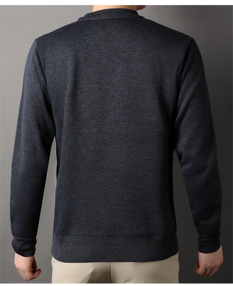 Men Pullover Solid Color Autumn Winter Fashion Thickened Sweater With Added Velvet Casual And Comfortable Soft Sweater