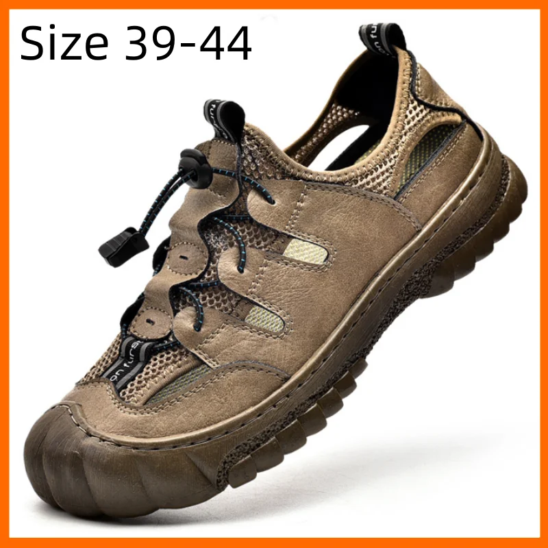 

Summer Men Sandals Outdoor Sandals Slides Breathable Classic Sandals Leather Luxury Slippers Men Zapatos Hombre Size 39-44