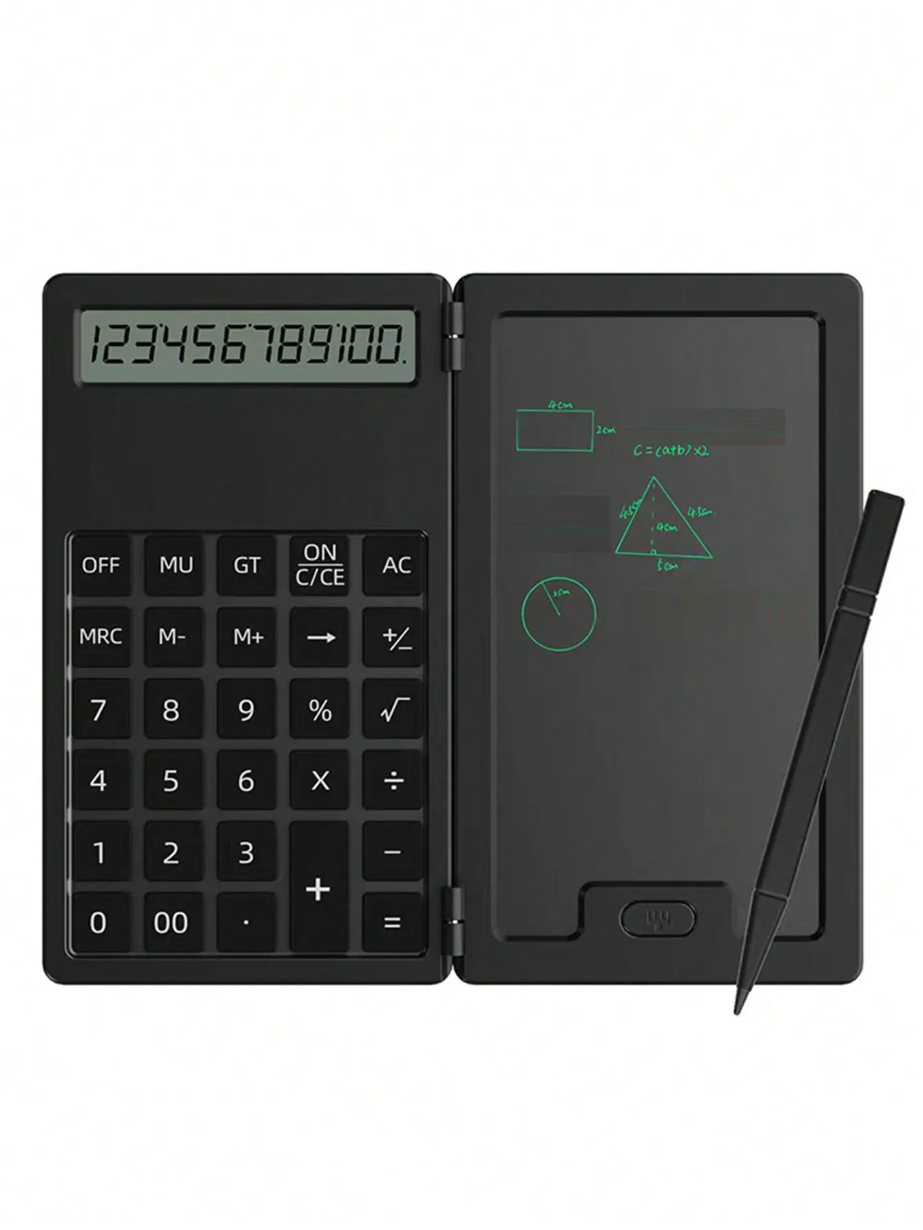 쓰기 가능한 보드가 있는 기본 계산기, 2-in-1 LCD 계산기, 메모장, 12자리 디스플레이 데스크탑 계산기