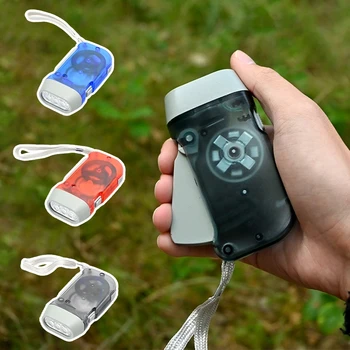 Outdoor Self-Powered Dynamo Flashlight Camping Hiking Hand Pressing Flashlight Camping Equpment Mini Portable LED Flashlight