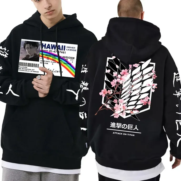 

Japanese Anime Attack on Titan Mclovin Levi Ackerman Print Hoodie Men Women Oversized Loose Hoodies Unisex Harajuku Streetwear