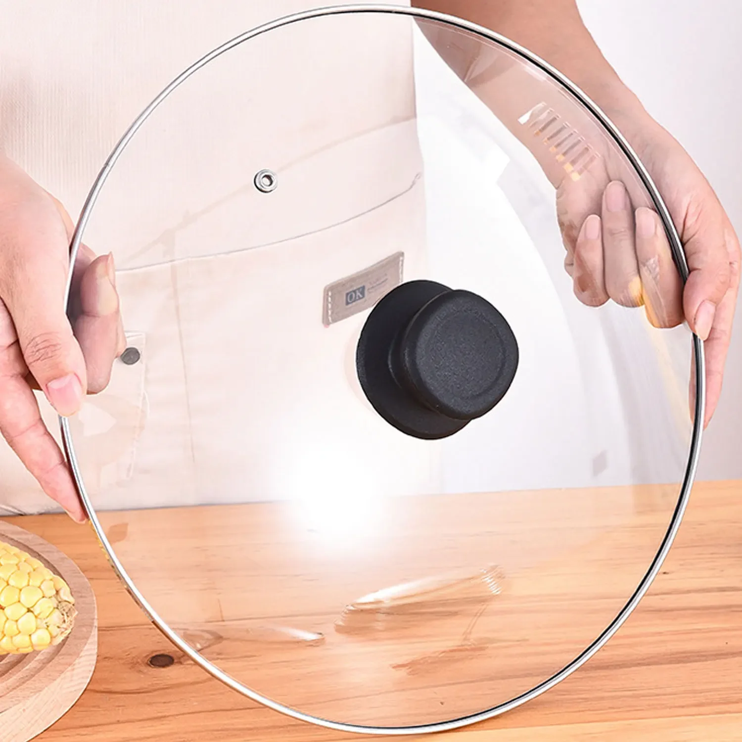 20cm 24cm 26cm 28cm Stainless steel Thick Transparent Tempered Glass Lid cover Soup Pot Saucepan Frying Pan Wok Lid Knob glass pot lid glass lid