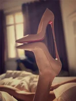 Multi color customized 12cm super high heels, nude white patent leather, sexy red sole, pointed thin single order shoes - Image 5