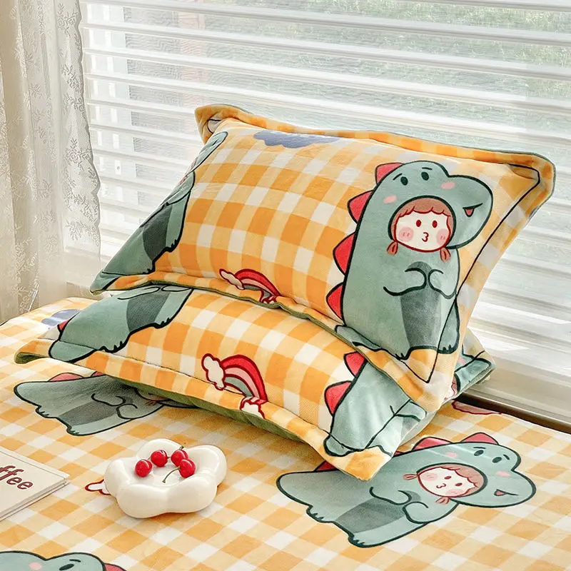 Winter Thicken Milk Velvet Pillowcase Cute Home Bedding Decor Pillowcase Children Soft Comfortable Sleeping Pillow Protect Cover