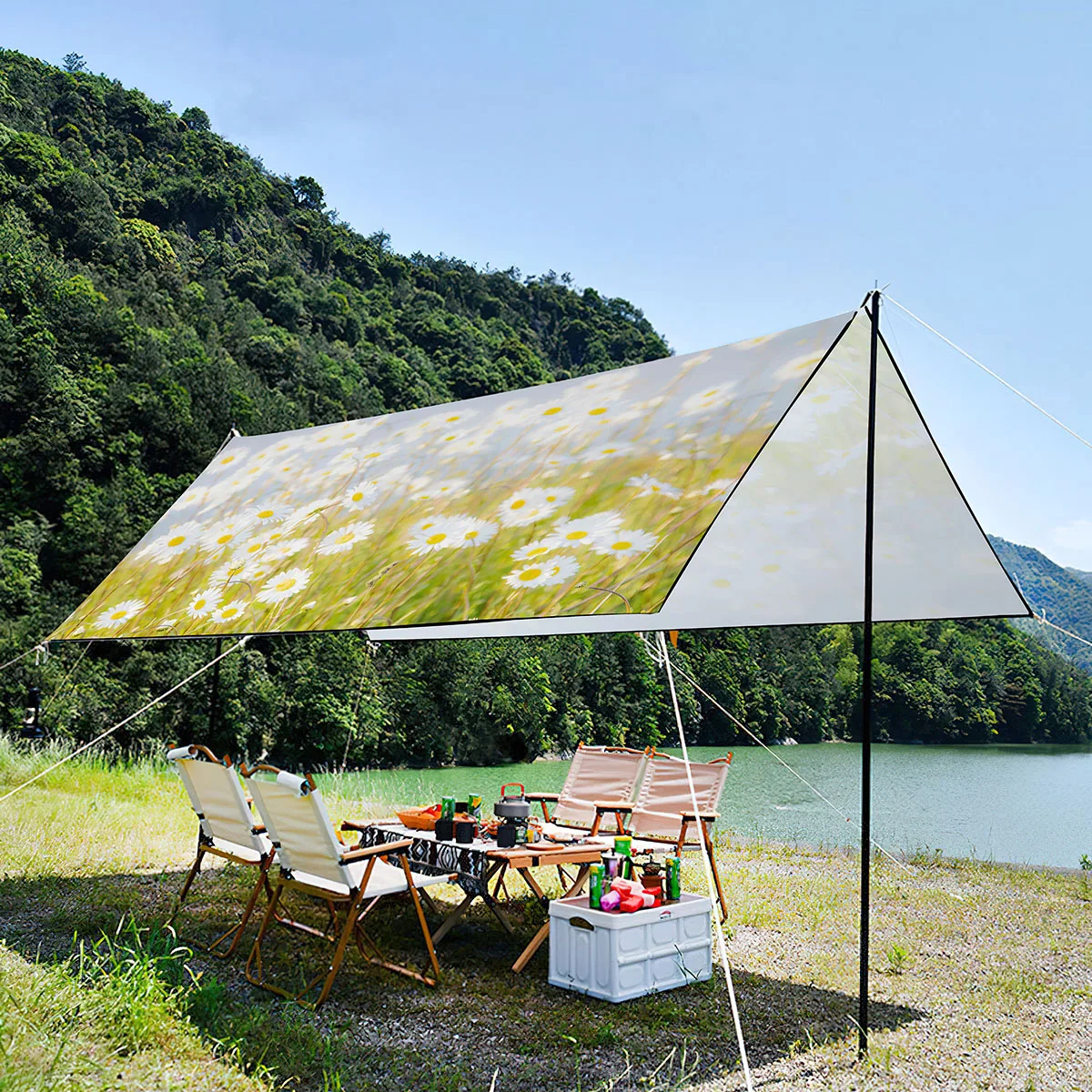 

Portable Foldable Sunshade Canopy,Little Daisy Waterproof and UV-resistant Lightweight Oxford Tent For Picnic,Beach Party,Travel