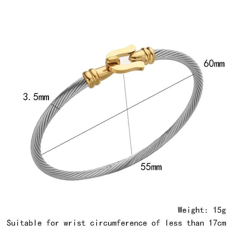 Bangle Bracelet Stainless Steel Bracelet Trendy Charm Cuff Tie Knot Bracelets U Bangles for Women Gold Color 316L Stainless Steel Wire Thin Simple Bangles Jewelry