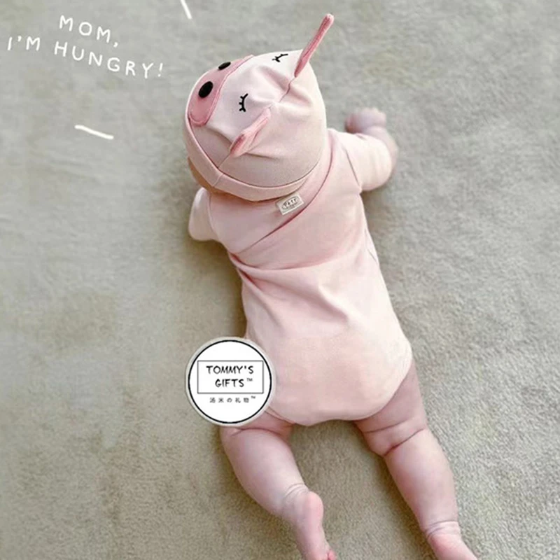 Newborn Baby Clothes Boy Girls Bodysuit Cartoon Kigurumis Pig  Onesie Suit Short Sleeve Baby Jumpsuit Costume With Hat vintage Baby Bodysuits