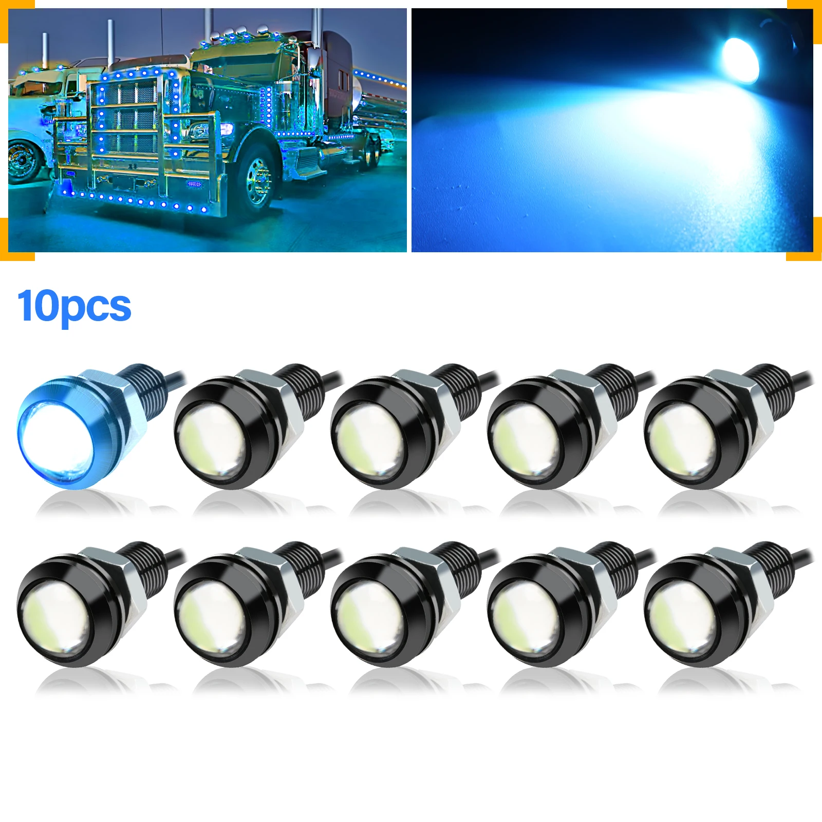 10PCS 0,7 in/18mm Mini Auto Eagle Eye DRL Led Tagfahrlicht LED 12V Backup Rückfahr parkplatz Signal Autos Lampen – Detail 7