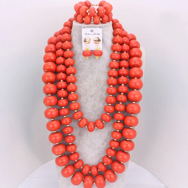 Dudo pressiona contas de coral colar jewlery conjunto 5 estilos laranja africano nigeriano casamento jóias conjunto 2022 na moda