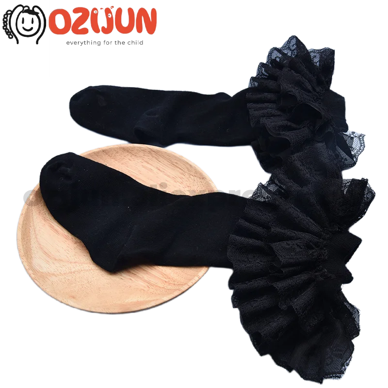 5 Pairs Baby Girl's Socks Black Color Ruffle Lace 13 18 Yrs Children
